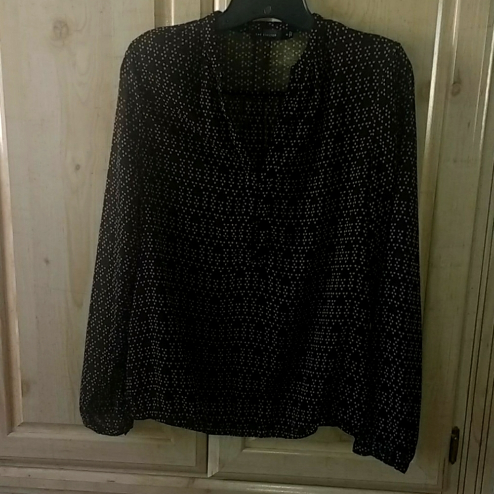 Black and Beige Patterned Blouse